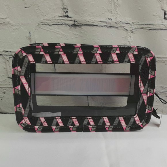 VICTORIA'S SECRET CLEAR-VIEW WINDOW RIBBON-LOGO CUBE COSMETIC CASE NEW w/TAGS - Picture 3 of 15